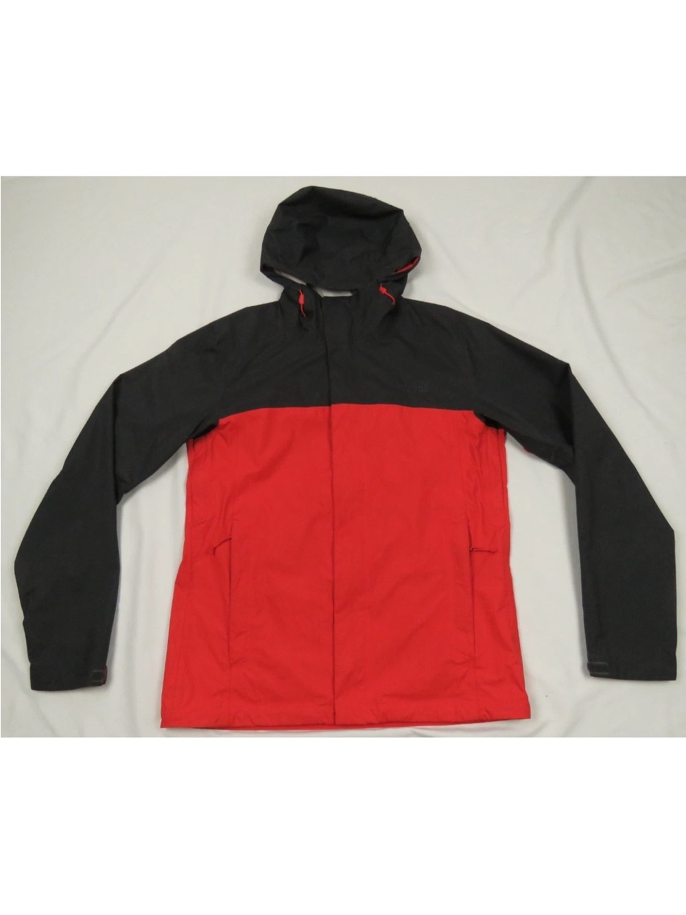 The North Face TNF Dryvent Waterproof Rain Wind Red Gray Hooded Full Zip Jacket